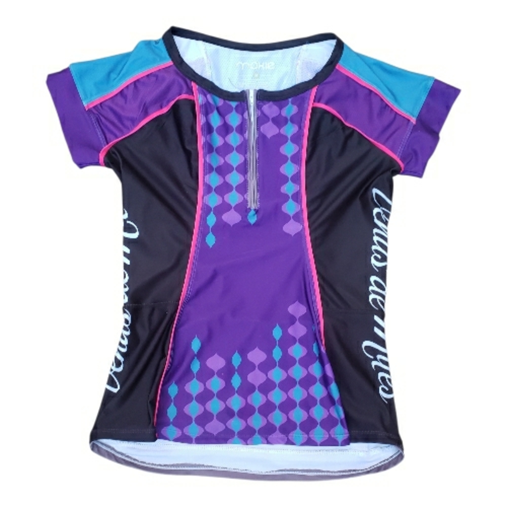 Purple and Blue Color Block Moxie Women's Women's Biking Cycling Jersey Top